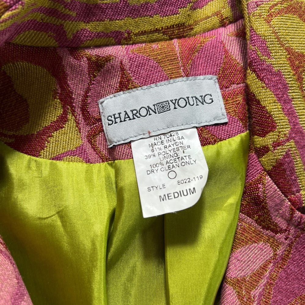 Vintage Y2K Psychedelic Floral Blazer‎ 90s Mod Retro Pink Green Statement Jacket - Picture 8 of 12
